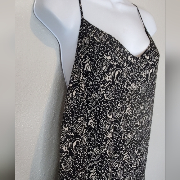 💚5/$25 Black & White Boho Print Maxi Slip Dress Size Small Flowy - Picture 3 of 10